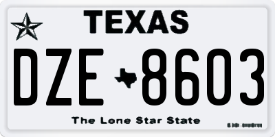 TX license plate DZE8603