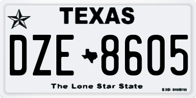 TX license plate DZE8605