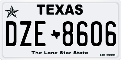 TX license plate DZE8606