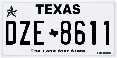 TX license plate DZE8611