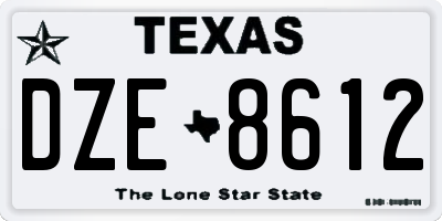 TX license plate DZE8612