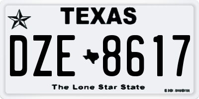 TX license plate DZE8617