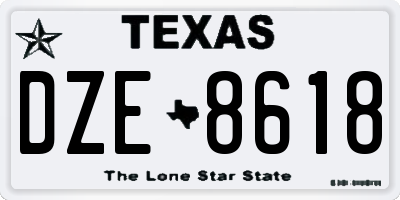 TX license plate DZE8618