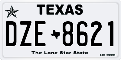 TX license plate DZE8621