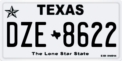 TX license plate DZE8622