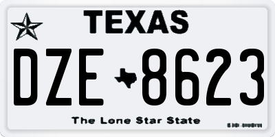 TX license plate DZE8623