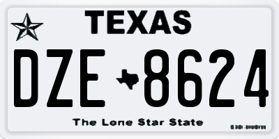 TX license plate DZE8624
