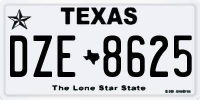 TX license plate DZE8625