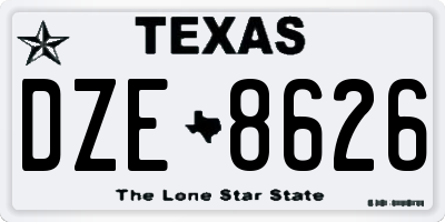 TX license plate DZE8626