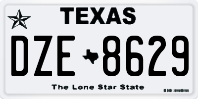 TX license plate DZE8629