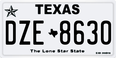 TX license plate DZE8630