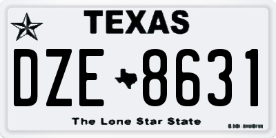 TX license plate DZE8631