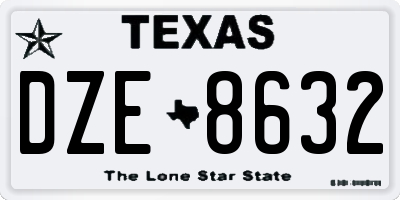 TX license plate DZE8632