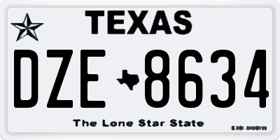TX license plate DZE8634