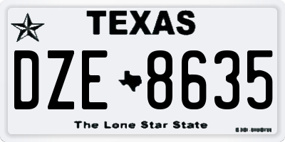 TX license plate DZE8635