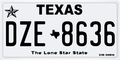 TX license plate DZE8636