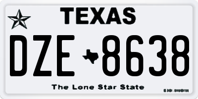 TX license plate DZE8638