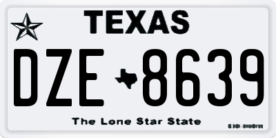 TX license plate DZE8639
