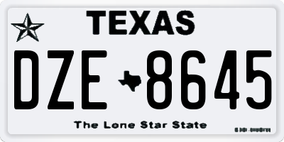 TX license plate DZE8645