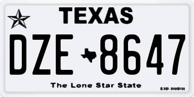 TX license plate DZE8647