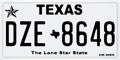 TX license plate DZE8648