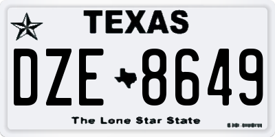 TX license plate DZE8649