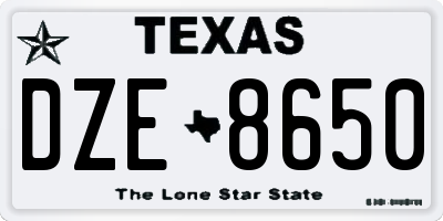 TX license plate DZE8650