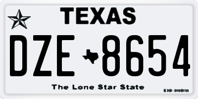 TX license plate DZE8654