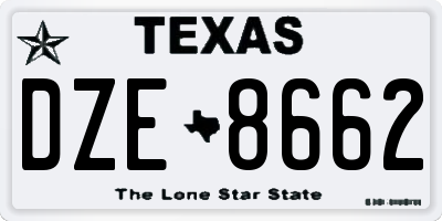 TX license plate DZE8662