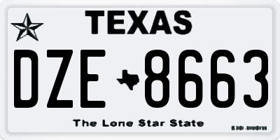 TX license plate DZE8663