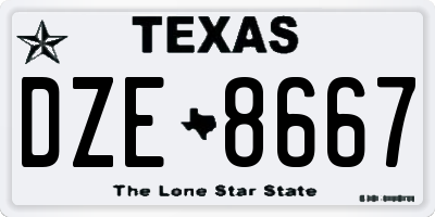 TX license plate DZE8667