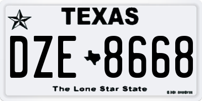 TX license plate DZE8668