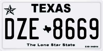 TX license plate DZE8669