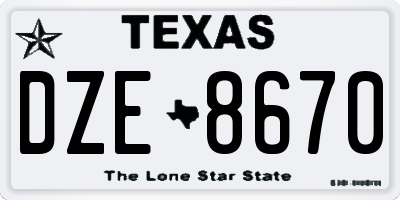 TX license plate DZE8670