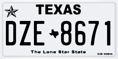 TX license plate DZE8671