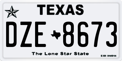 TX license plate DZE8673