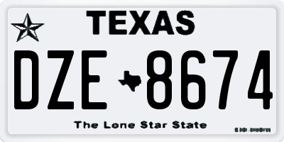 TX license plate DZE8674