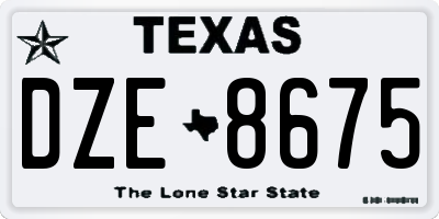 TX license plate DZE8675