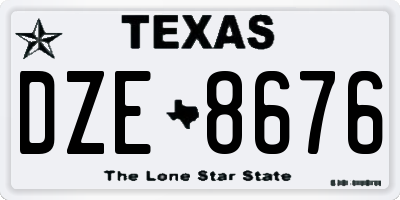 TX license plate DZE8676