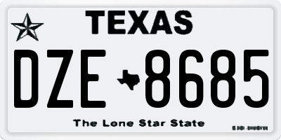 TX license plate DZE8685