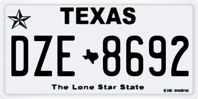 TX license plate DZE8692
