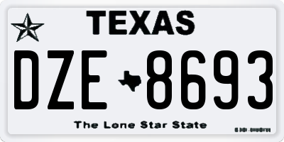 TX license plate DZE8693
