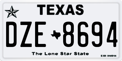 TX license plate DZE8694