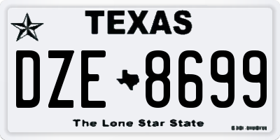 TX license plate DZE8699