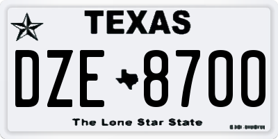 TX license plate DZE8700