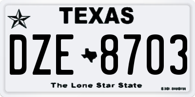TX license plate DZE8703