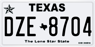 TX license plate DZE8704