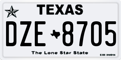 TX license plate DZE8705