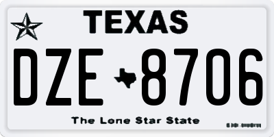 TX license plate DZE8706