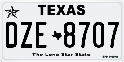 TX license plate DZE8707